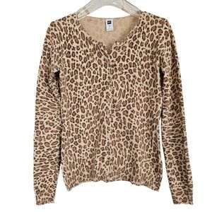 💲⬇️ Gap S cotton blend Cardigan animal print Sweater small ✨️